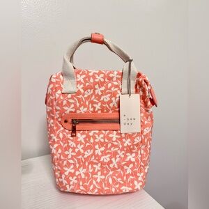A New Day Peach Floral Women's Canvas Backpack Purse